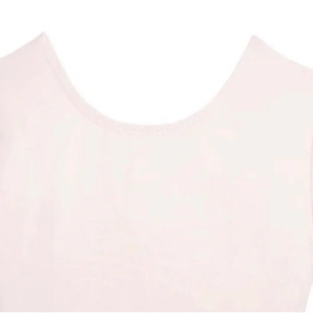 Danskin Childs M 8-10 Leotard Theatrical Pink Short Sleeve Scoop Neck Dance